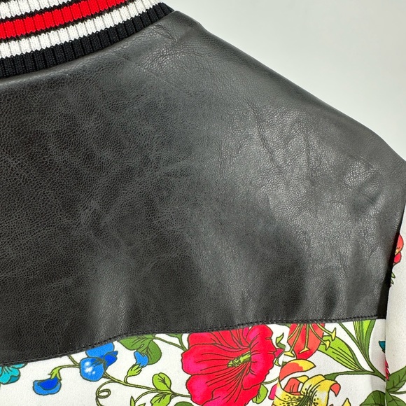 Olivia Culpo x Le Tote Reversible Bomber Jacket Floral Print Faux Leather size L - Picture 7 of 16